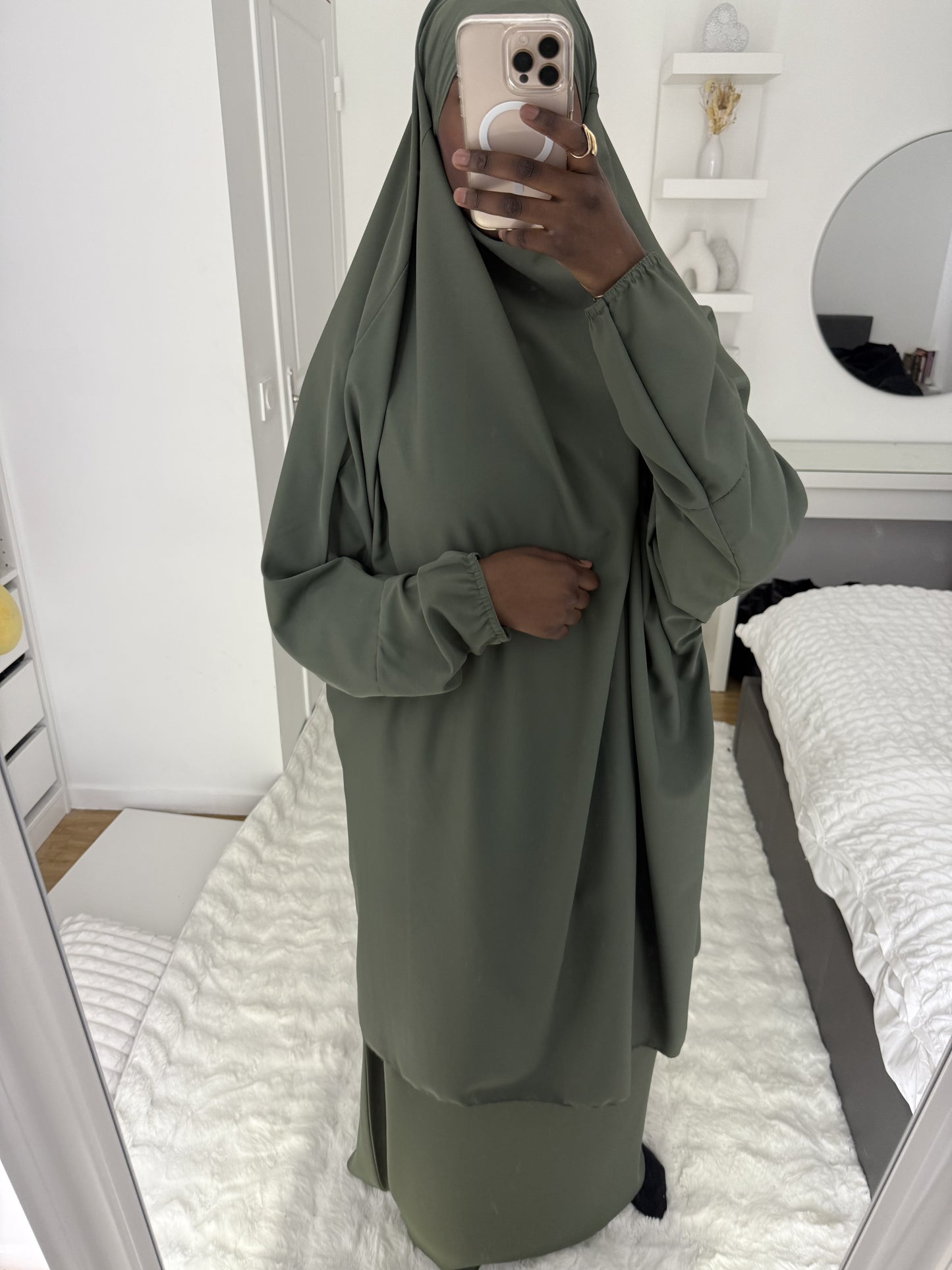 Jilbab 2 pièce jupe Vert kaki