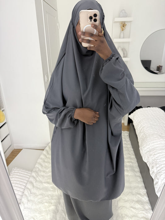 Jilbab 2 pièce jupe Gris